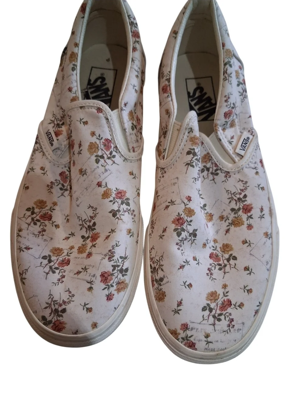 Vans Classic Slip-On Floral Canvas Sneakers - White/Pink